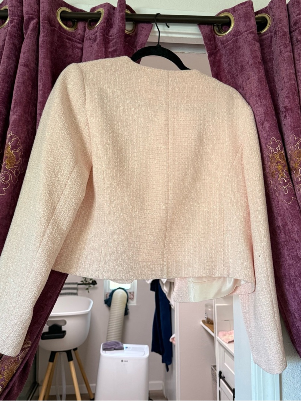 Zara Pale Pink Tweed Boxy Blazer - Picture 4 of 4